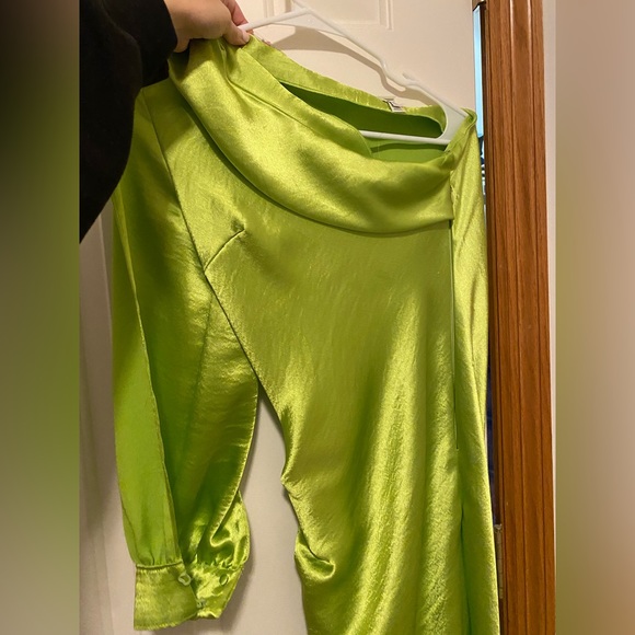 River Island Dresses River Island Green Asymmetric Satin Midi Dress